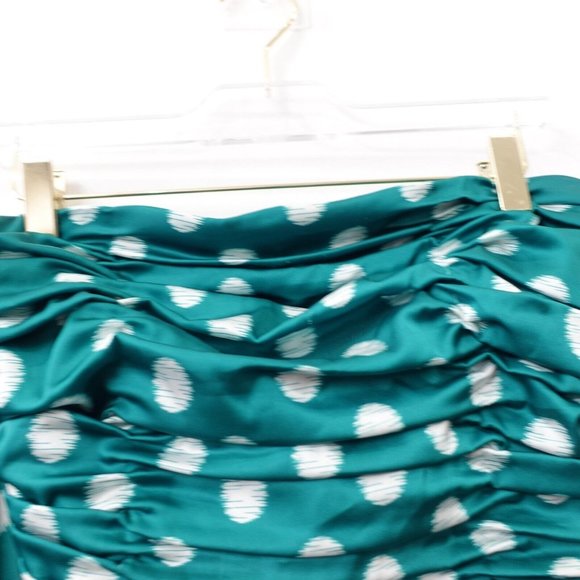 Cocktail Crop Top Small Polka Satin Pleated Ruched Stretch Green Bandeau HUTCH 4 - Picture 5 of 9